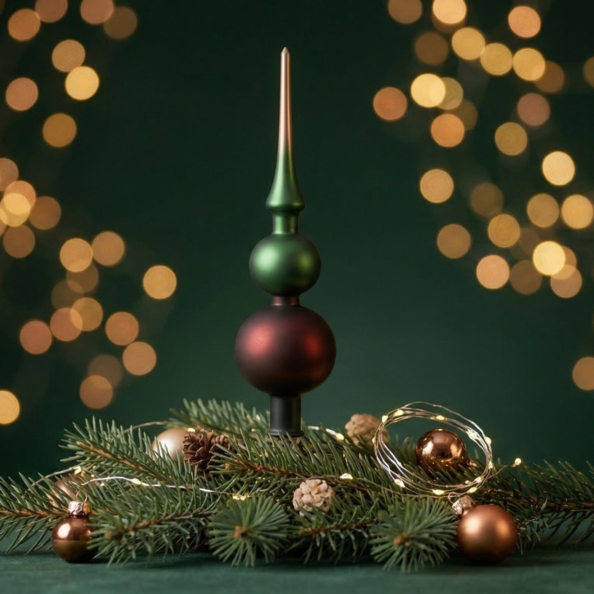 "be on earth" - Spitze 31 cm | Christbaumschmuck caramel braun grün - Image 3