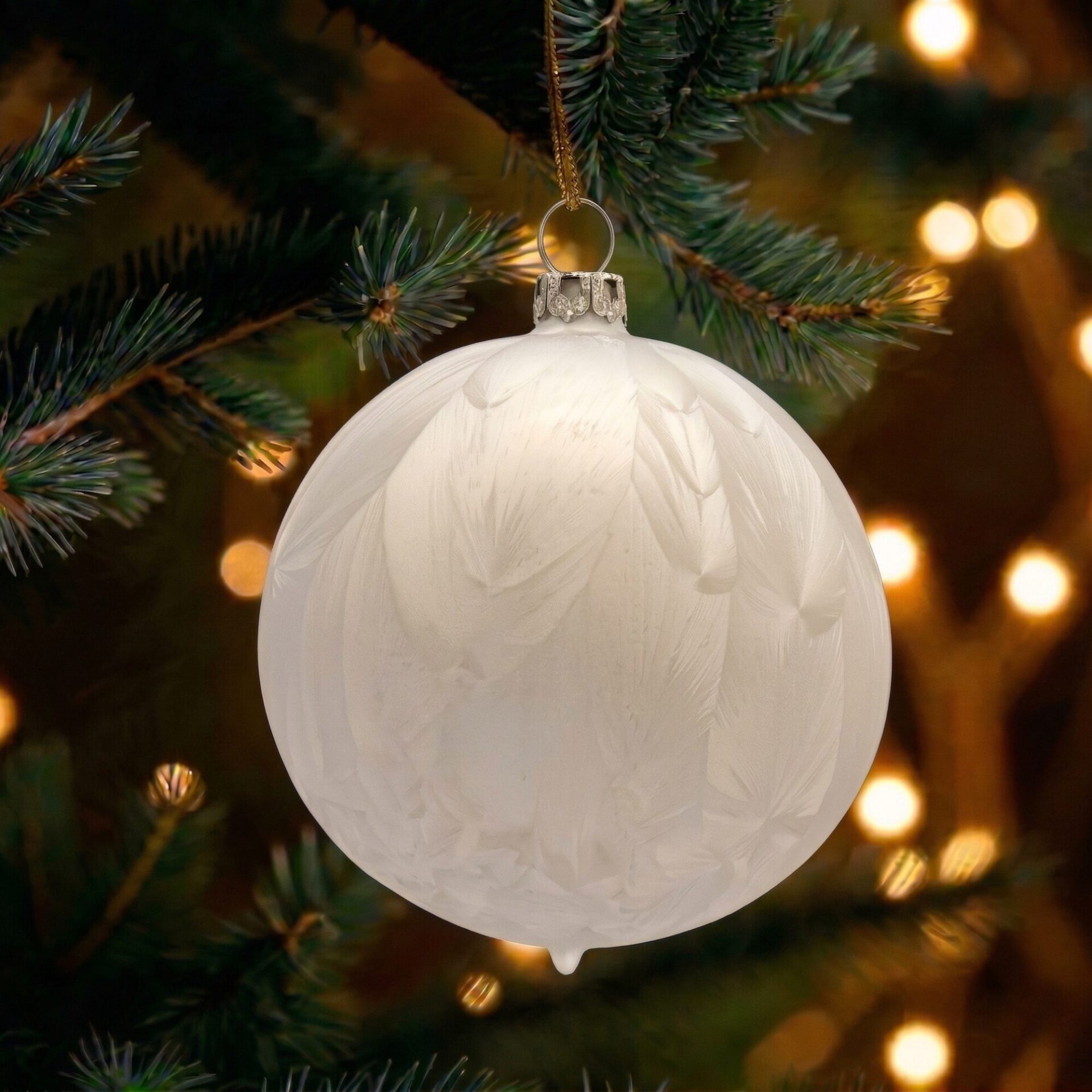 "snow white" - 6 cm Weihnachtskugeln weiß ice – Bild 4