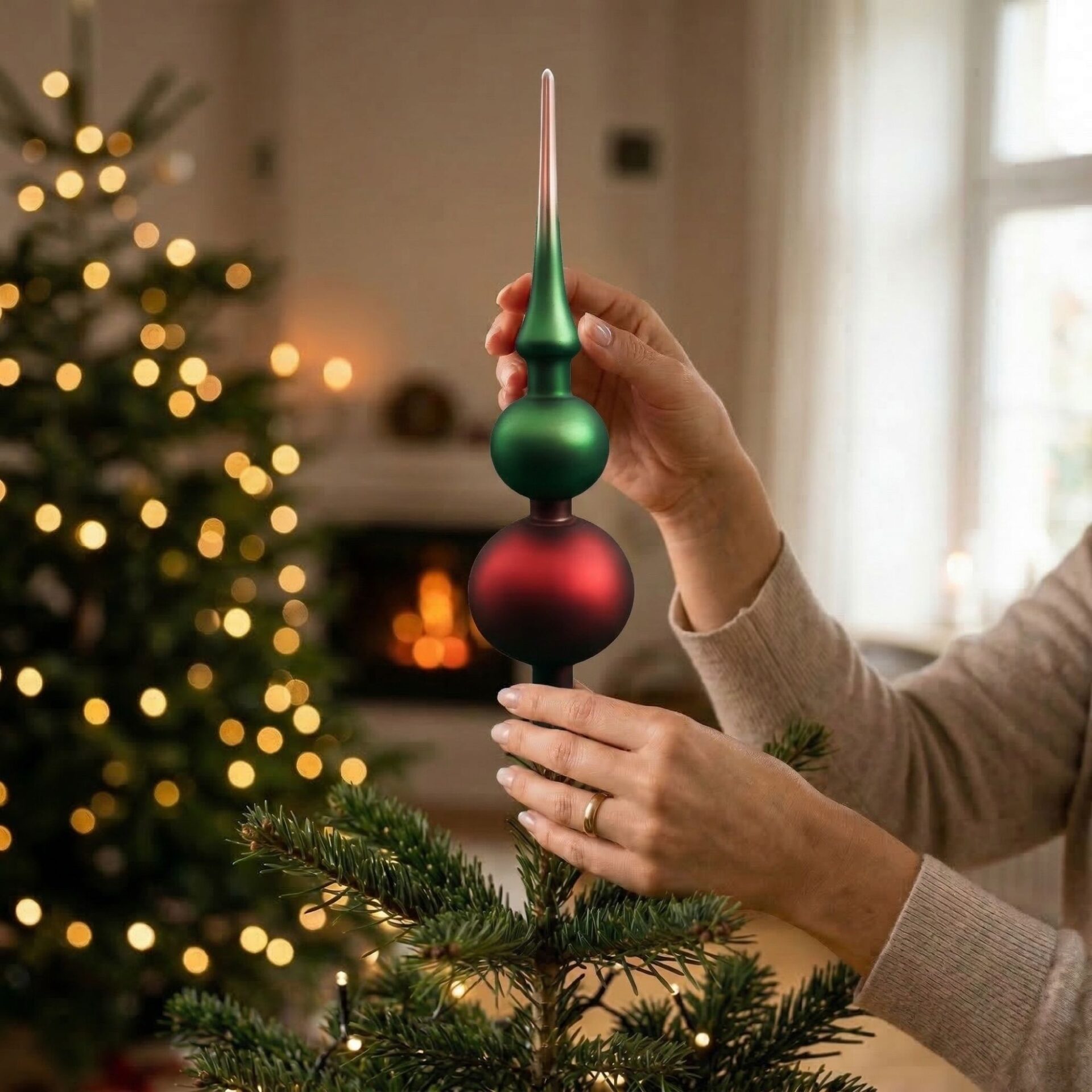 "be on earth" - Spitze 31 cm | Christbaumschmuck caramel braun grün - Image 5