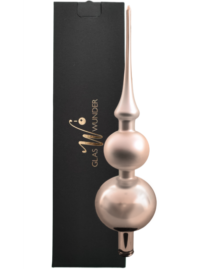 Christbaumspitze mit zwei Kugeln in Champagner-Gold - verpackt in einer Mattschwarzen Verpackung