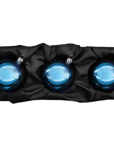 3er Set Christbaumkugeln aus Glas mit 8cm Durchmesser in Hochglanz Azurblau