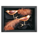 2er Set Vögelchen aus Glas mit 8cm Durchmesser in Caramel Opal in einem schwarzen Naturkarton