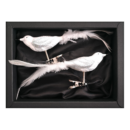 2er Set Vögelchen aus Glas mit 8cm Durchmesser im weißen Icing Design mit schwarem Naturkarton