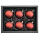 6er Set Christbaumkugeln aus Glas mit 6cm Durchmesser in Cappuccino matt in einem schwarzen Naturkarton