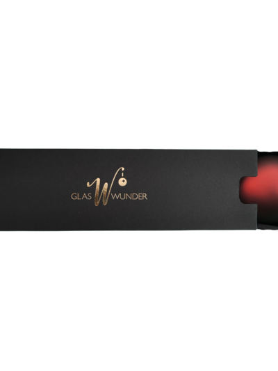 3er Set Christbaumkugeln aus Glas mit 8cm Durchmesser in Cappuccino matt in einer schwarzen Verpackung und goldenem GlasWunder Logo