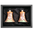 2er Set Glocken aus Glas mit 5cm Durchmesser in Caramel Opal und Blütenranken in schwarzem Naturkarton