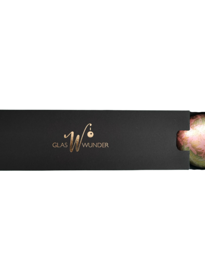 3er Set Christbaumkugeln aus Glas in einem matten Rosatraum und einem Softeffekt mit 8cm Durchmesser in einer schwarzen Verpackung mit goldenem GlasWunder Logo