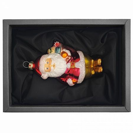 Christbaumschmuck Weihnachtsfigur, 10cm Durchmesser, mehrfarbig, im schwarzen Naturkarton