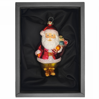 Christbaumschmuck Weihnachtsfigur, 10cm Durchmesser, mehrfarbig, im schwarzen Naturkarton