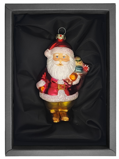 Christbaumschmuck Weihnachtsfigur, 10cm Durchmesser, mehrfarbig, im schwarzen Naturkarton