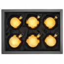 6er Set Christbaumkugeln in hochglanz gold mit 6cm Durchmesser im schwarzen Naturkarton