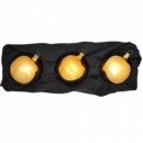 3er Set Christbaumkugeln in hochglanz gold mit 8cm Durchmesser im schwarzen Seidentuch