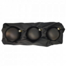 3er Set Christbaumkugeln mit 8cm Durchmesser in schwarz matt in einem schwarzen Seidentuch