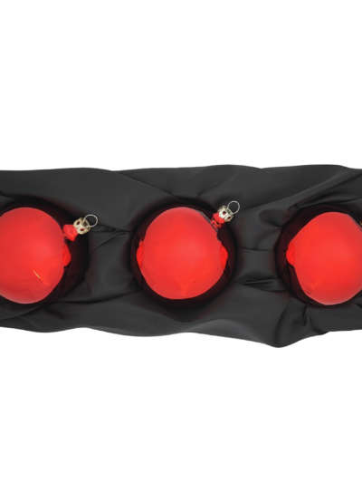 3er Set Christbaumkugel aus Glas mit 8cm Durchmesser in Hochglanz rot einfarbig