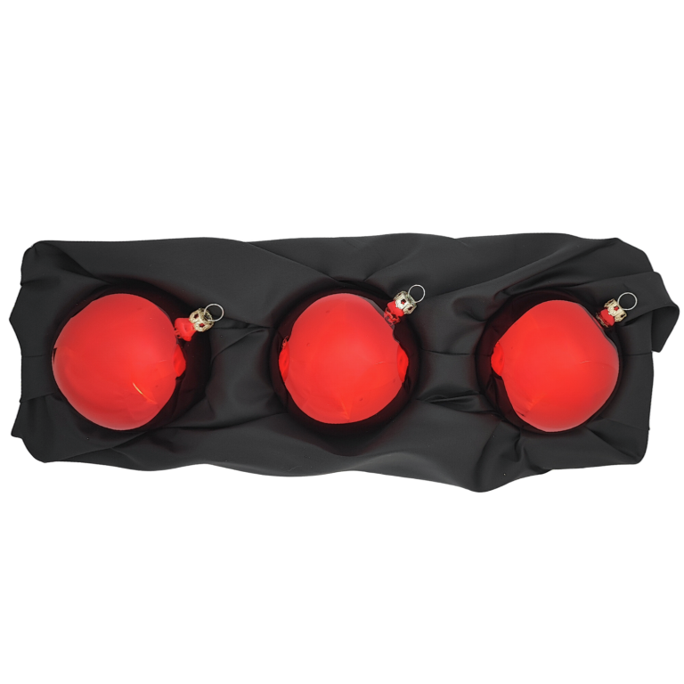 3er Set Christbaumkugel aus Glas mit 8cm Durchmesser in Hochglanz rot einfarbig