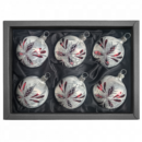 "snow flake"- 6cm Weihnachtskugeln weiß ice