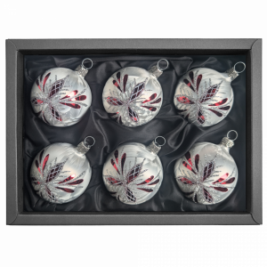 <b>"snow flake"</b> 6cm Weihnachtskugeln weiß ice