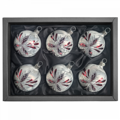 "snow flake"- 6cm Weihnachtskugeln weiß ice