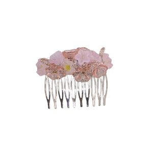 Haarspange Echtglas Rosa Weiß