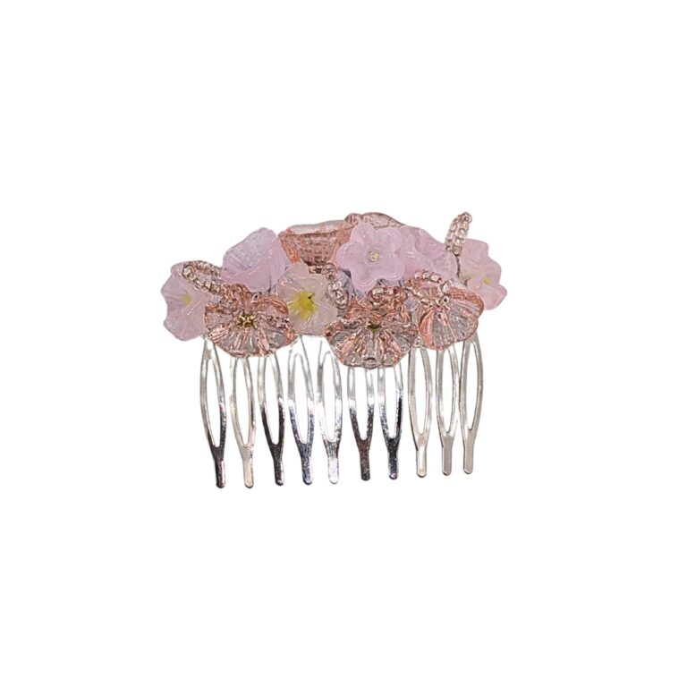 Haarspange Echtglas Rosa Weiß