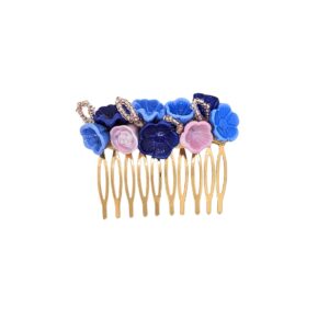 Haarspange Echtglas - Dunkelblau Babyblau Rosa