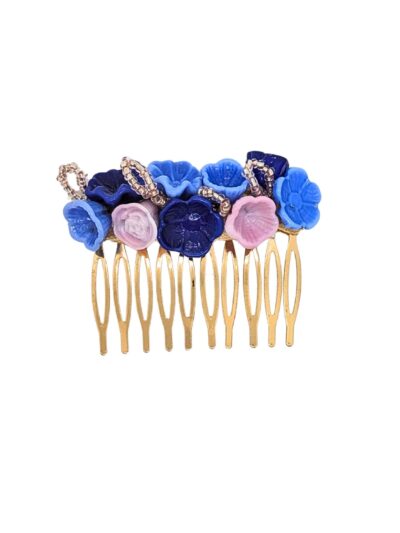 Haarspange Echtglas - Dunkelblau Babyblau Rosa