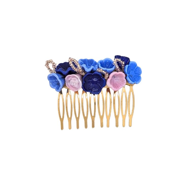 Haarspange Echtglas - Dunkelblau Babyblau Rosa