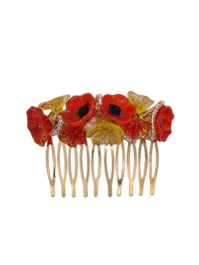 Haarspange Echtglas - Rot Gelb