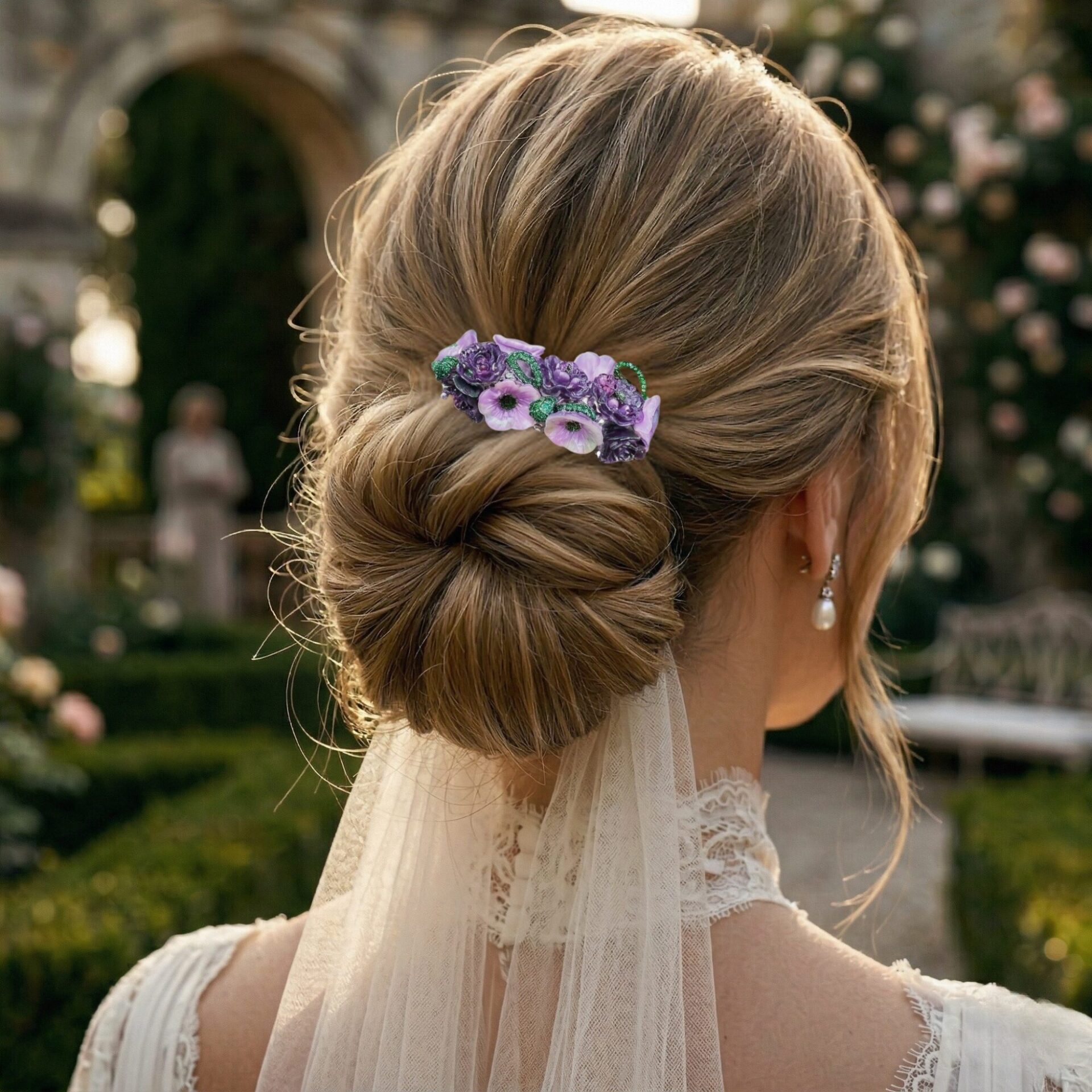 Haarspange Echtglas - Lila Rosa - Image 4