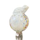 Gartenkugel Frosch auf Kugel Weiß/Bunt getupft 15cm