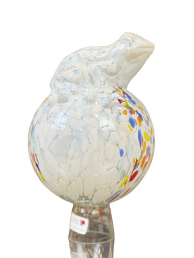 Gartenkugel Frosch auf Kugel Weiß/Bunt getupft 15cm
