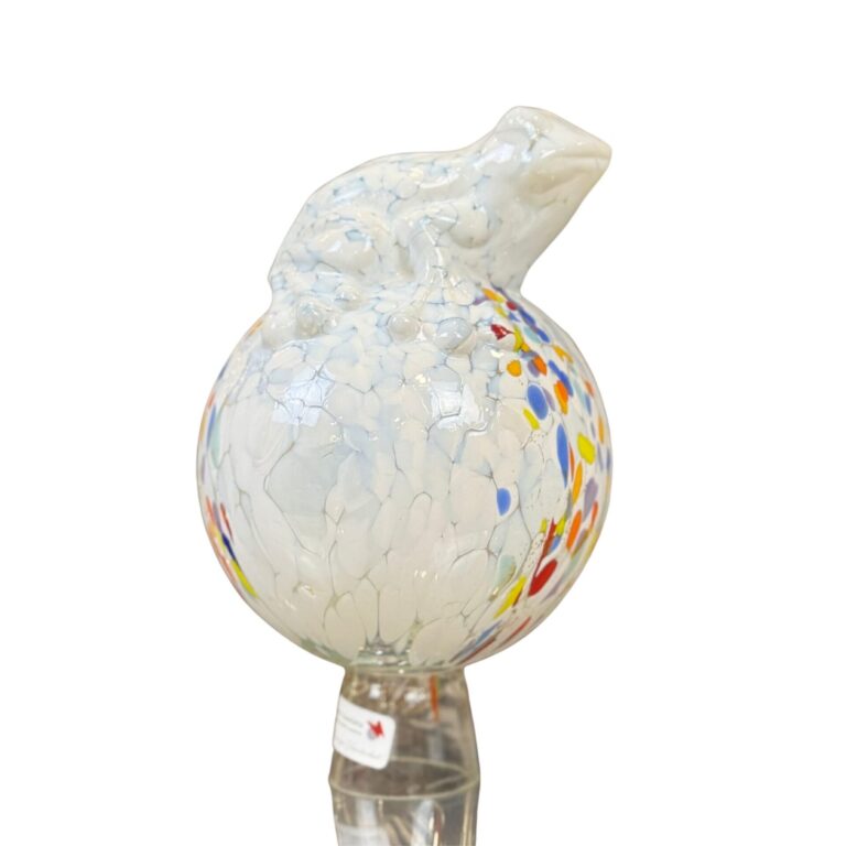 Gartenkugel Frosch auf Kugel Weiß/Bunt getupft 15cm