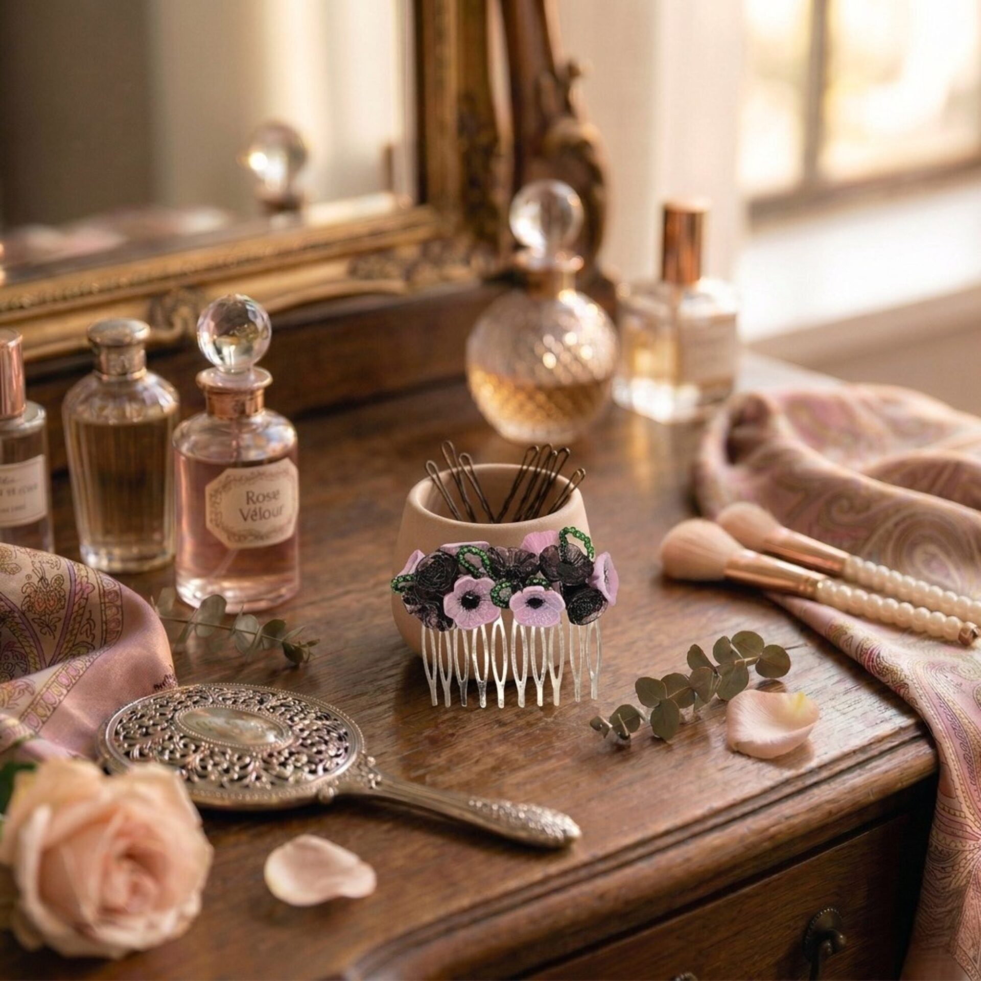 Haarspange Echtglas - Lila Rosa - Image 5